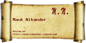 Mauk Nikander névjegykártya